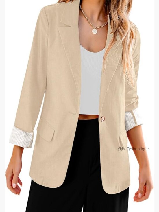 Jackets & Blazers - Unlined Linen Blazer Business Casual Lightweight Suit Jacket
